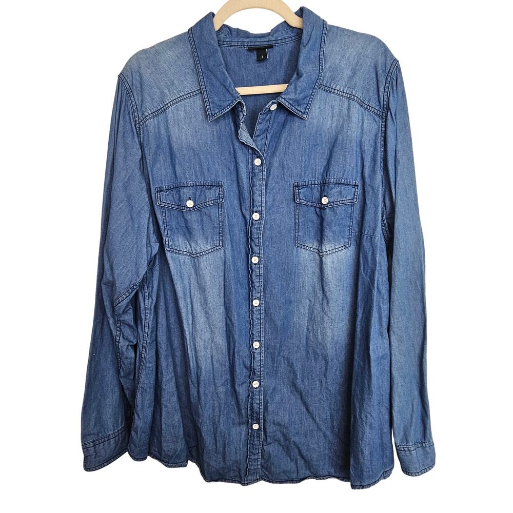 Torrid Womens Chambray Shirt Plus Size 3X Casual Minimalist Layering Grunge